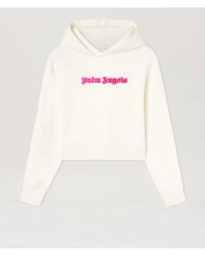 Palm Angels Hoodie mit Neon-Logo Weiß