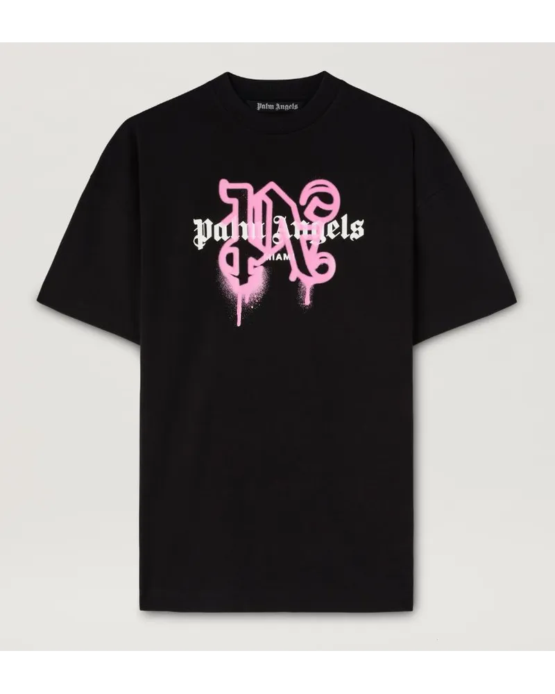 Palm Angels Monogramm Spray City T-shirt MIAMI Schwarz