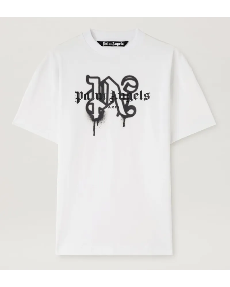 Palm Angels MONOGRAMM SPRAY CITY T-SHIRT LOS ANGELS Weiß