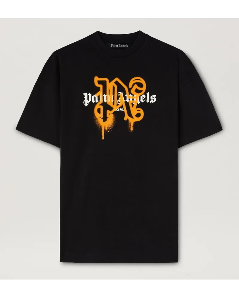 Palm Angels Monogramm Spray City T-Shirt Rom Schwarz