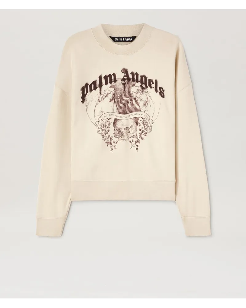 Palm Angels Statement Sweatshirt mit Bleistift-Zeichnung Nude