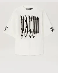 Palm Angels Weißes T-Shirt mit Gothic-Logo Weiß