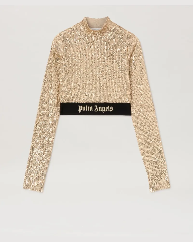 Palm Angels Pailletten Top mit Logo Gold