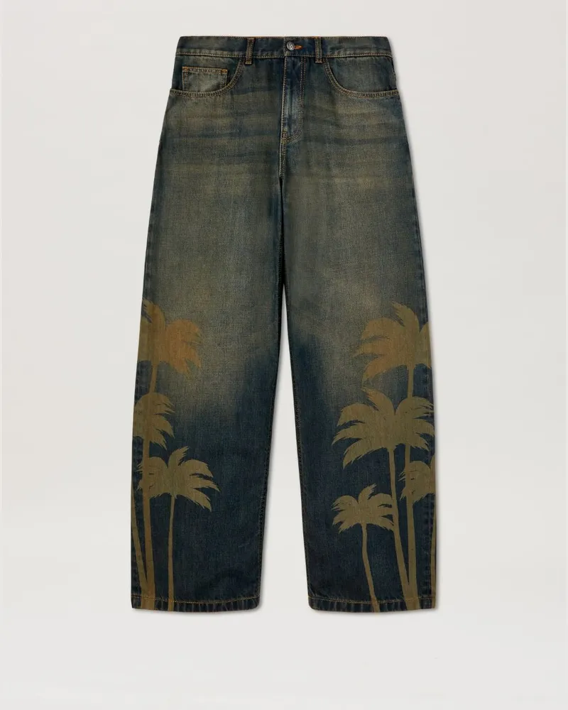 Palm Angels Jeanshose mit lasergravierter Palme 6009