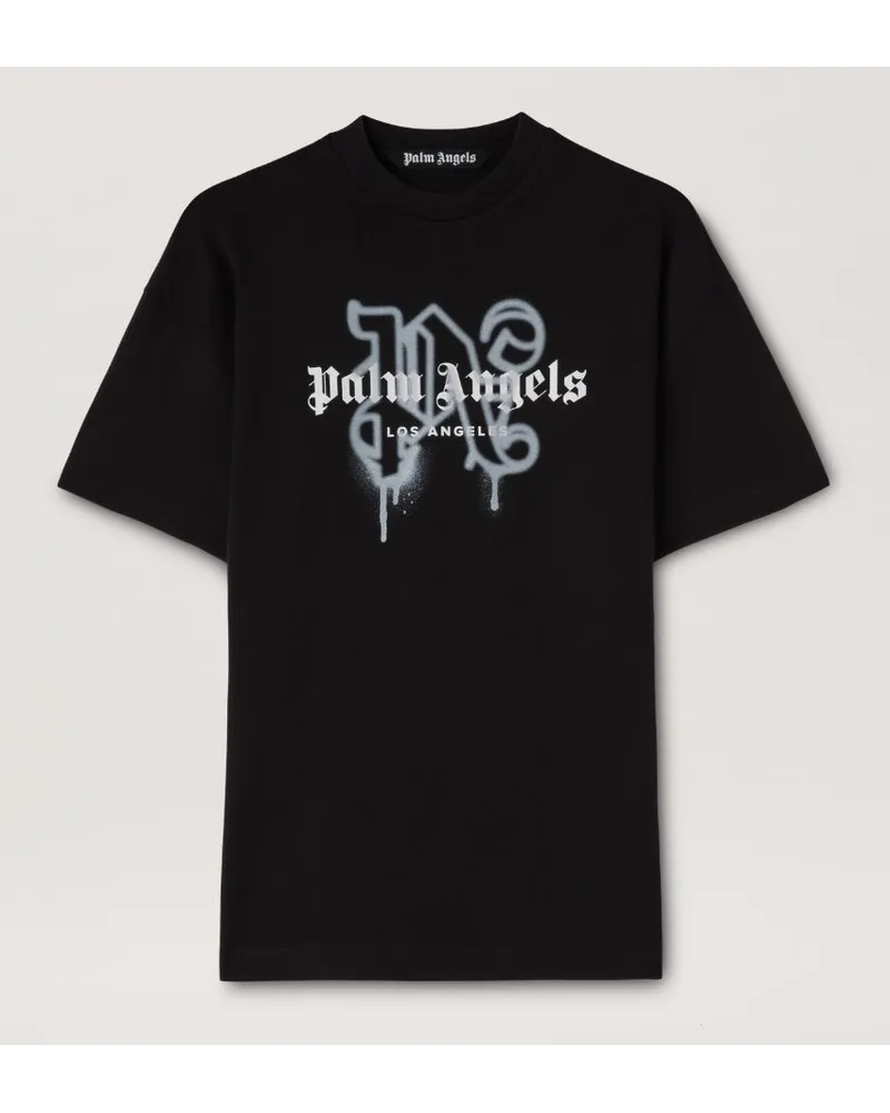 Palm Angels MONOGRAMM SPRAY CITY T-SHIRT LOS ANGELS Schwarz