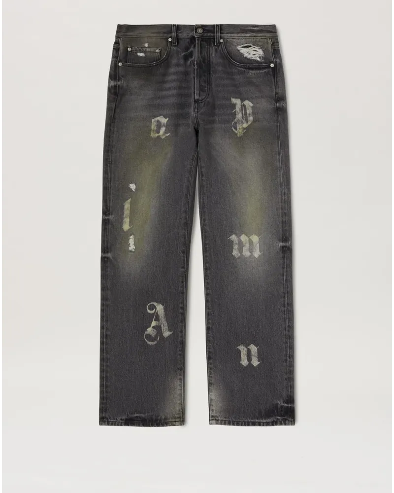 Palm Angels Jeans mit Logo-Buchstaben in lockerer Passform Schwarz