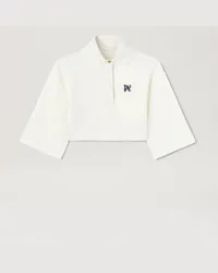 Palm Angels Cropped Polo T-Shirt mit Monogramm Weiß