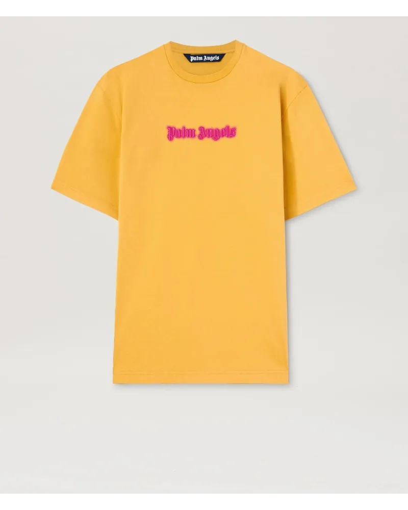 Palm Angels T-Shirt mit Neon Logo Gelb