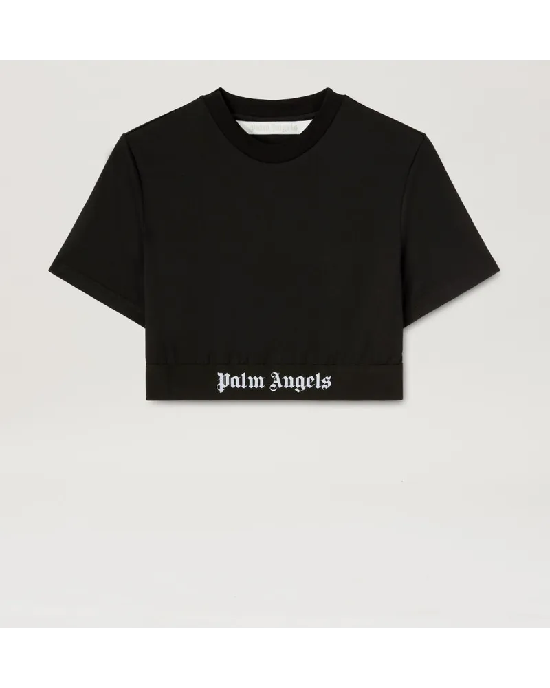 Palm Angels Crop-T-Shirts mit ikonischem Band Schwarz