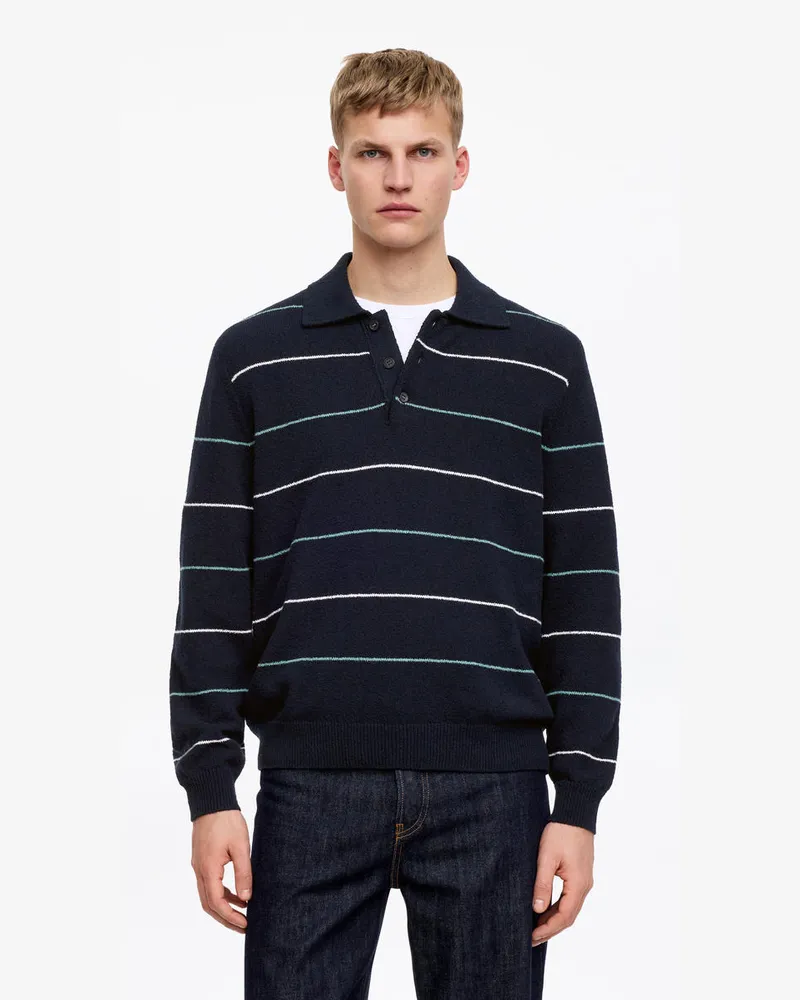 Arket Gestricktes Poloshirt -Blau Blau