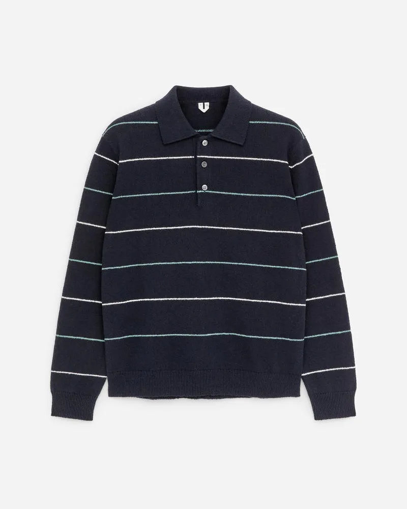 Arket Gestricktes Poloshirt -Blau Blau