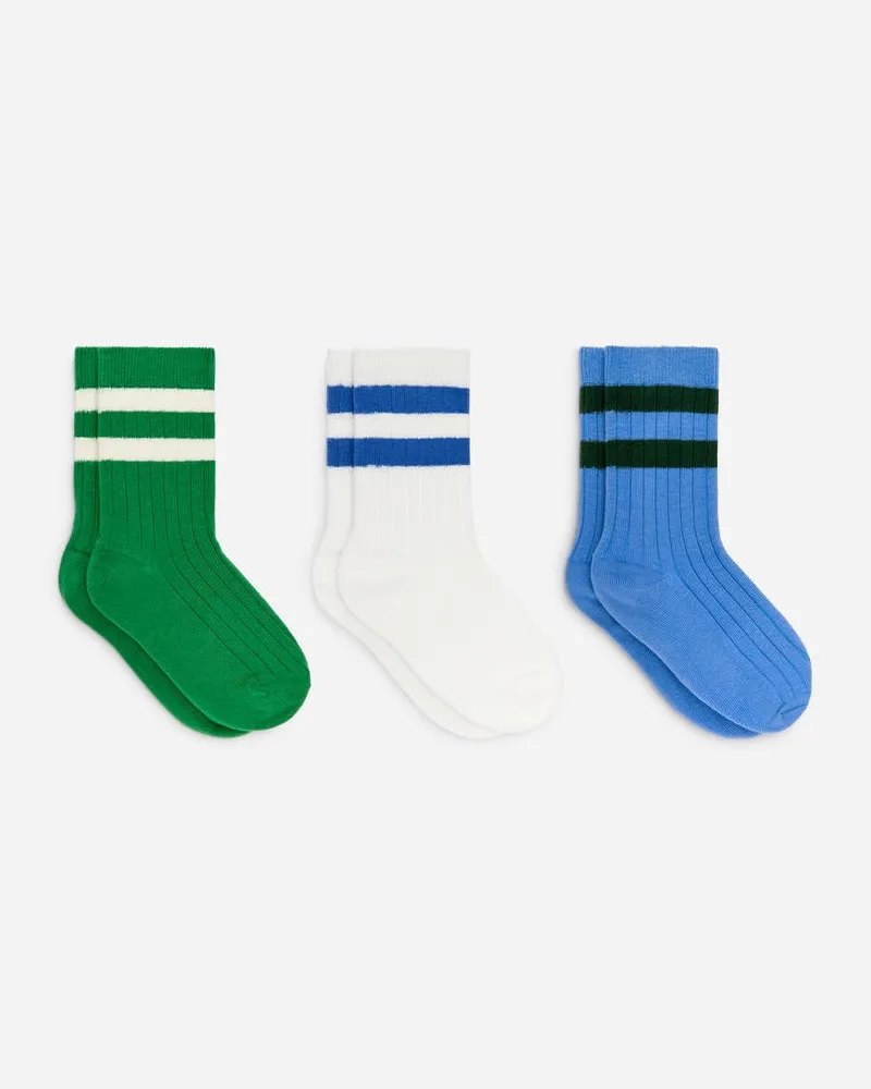 Arket Gerippte Socken 3er-Pack -Blau Blau