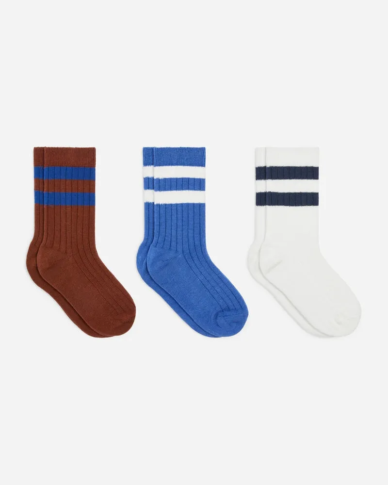 Arket Gerippte Socken 3er-Pack -Blau Blau