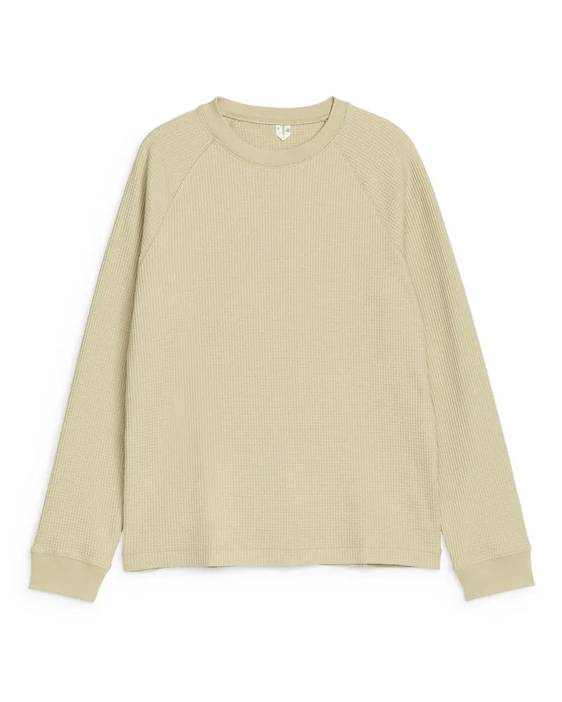 Arket Sweatshirt Mit Waffelmuster - Beige