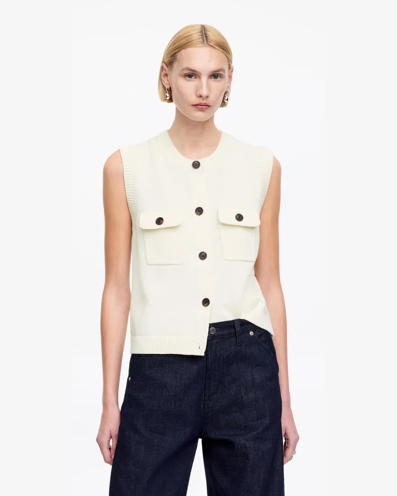 Arket Strickweste Aus Baumwolle -Weiß Weiß