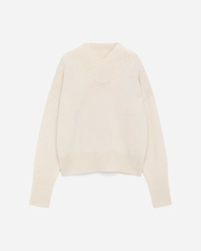 Arket Wollpullover Mit V-Ausschnitt -Weiß Weiß
