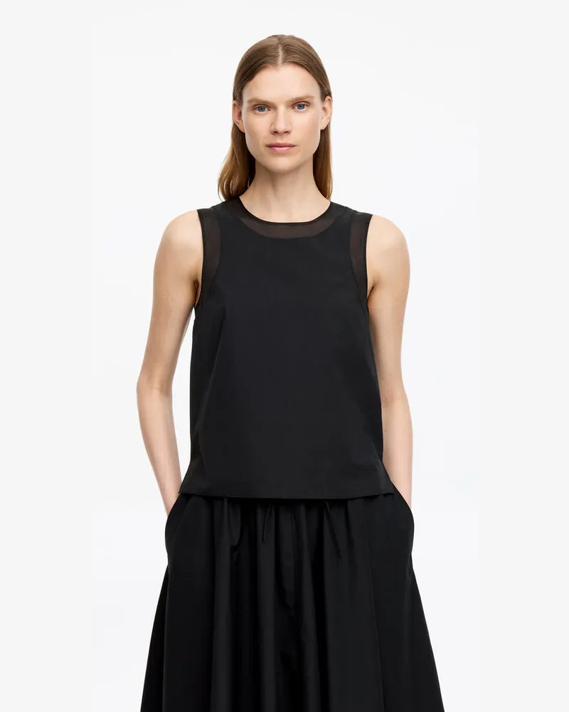 Arket Tanktop Mit Organzadetail -Schwarz Schwarz