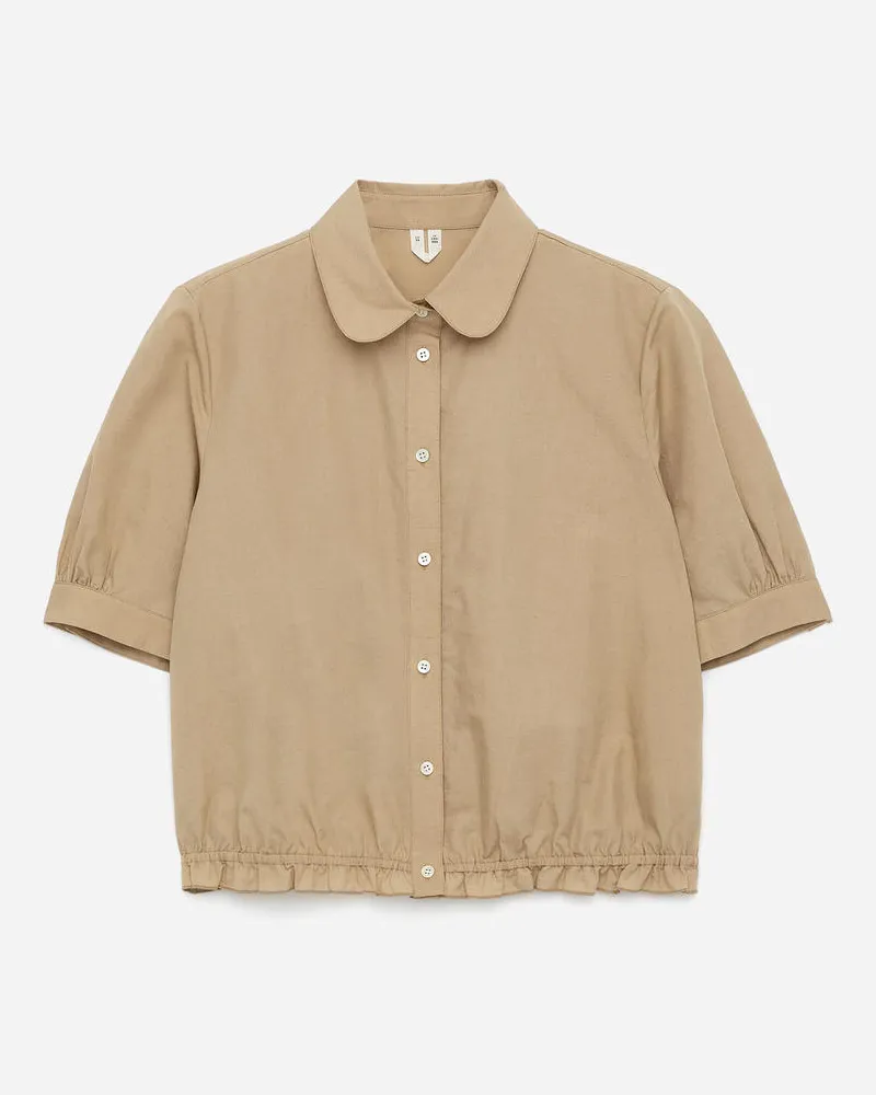 Arket Bluse Mit Bubikragen - Weiß Beige