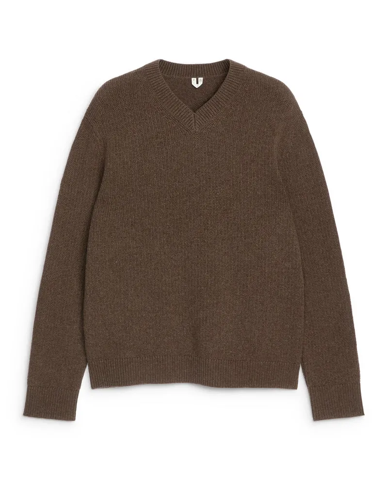 Arket Wollpullover Mit V-Ausschnitt -Braun Braun