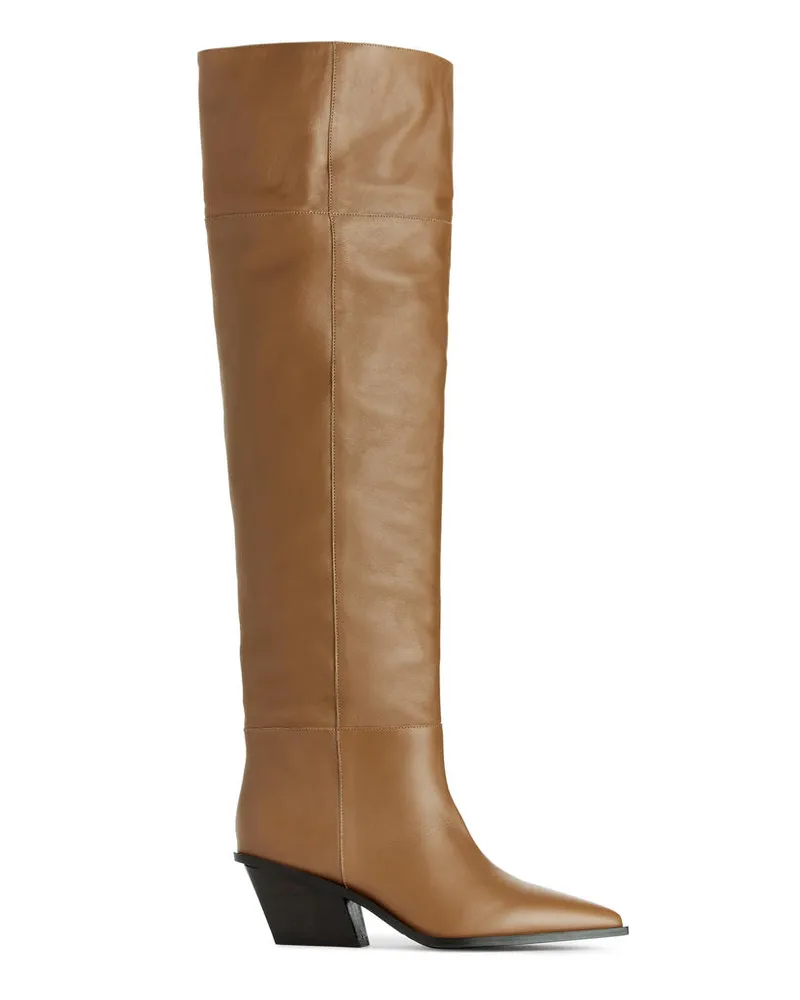 Arket Overknee-Stiefel - Braun Cognac