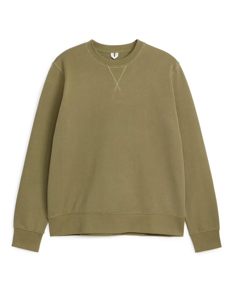 Arket Sweatshirt Aus French Terry - Grün Khaki