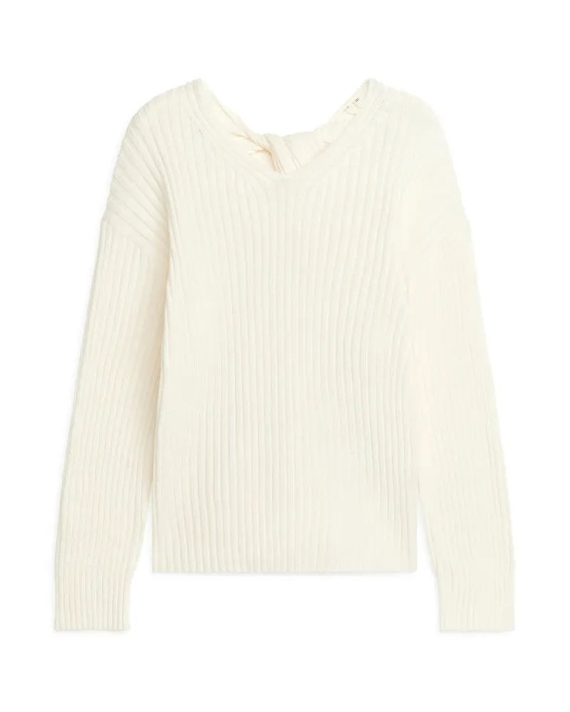 Arket Baumwollpullover Mit Drehung - Weiß Weiß