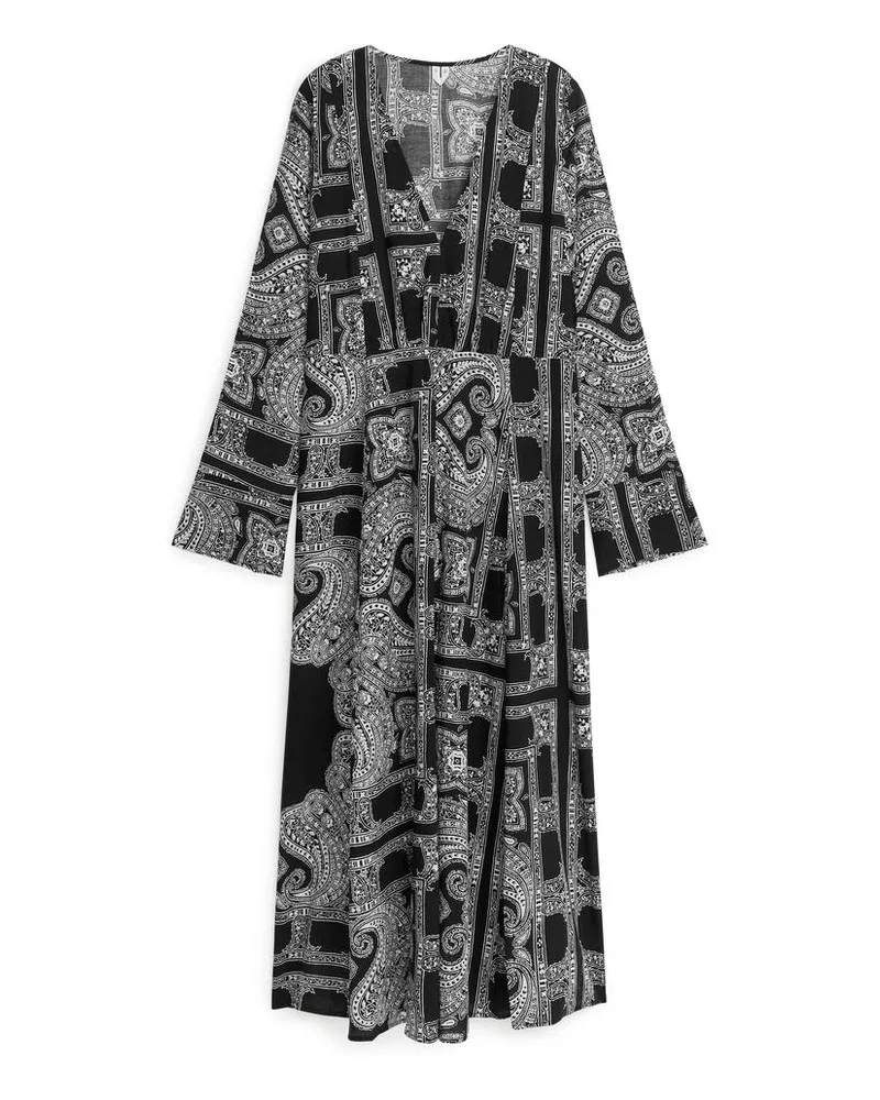 Arket Paisley-Kleid - Schwarz|Mehrfarbig|Weiß Weiß