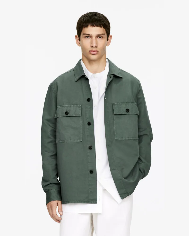 Arket Overshirt Aus Baumwolle Und Leinen -Grün Grün