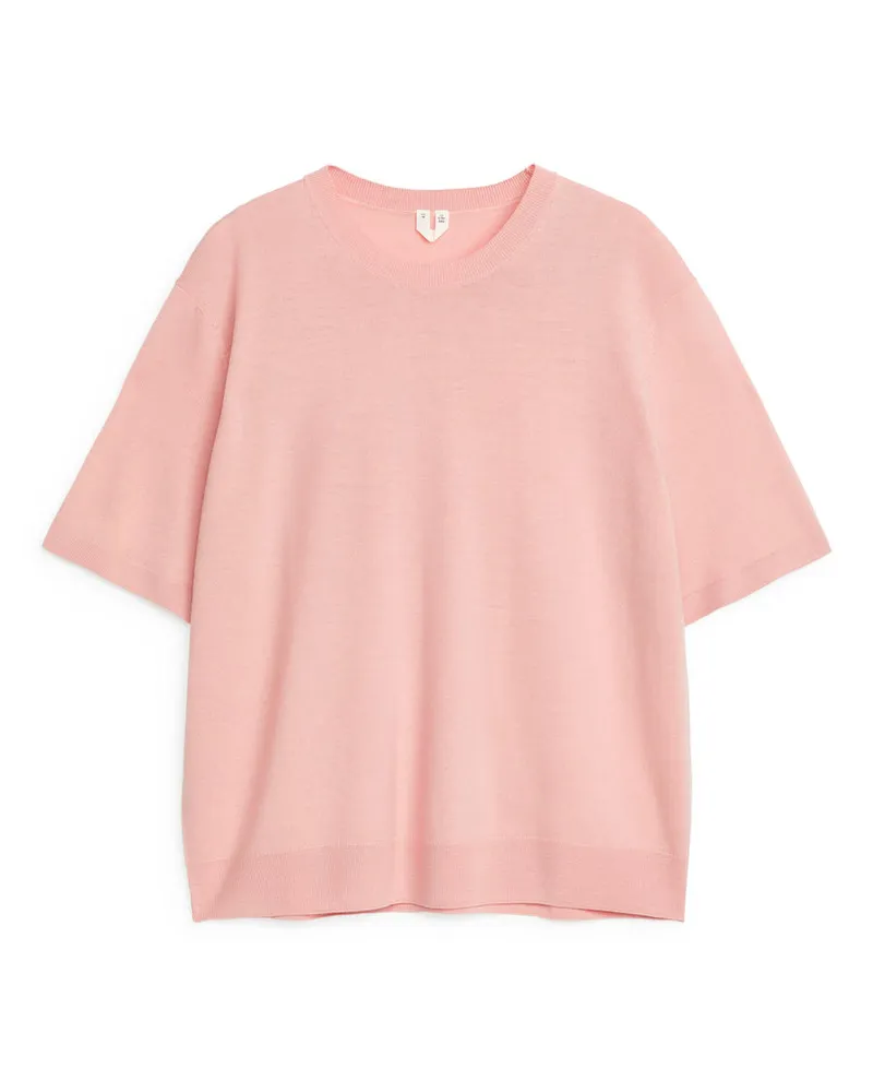 Arket Gestricktes T-Shirt Aus Merinowolle - Rosa Rosa