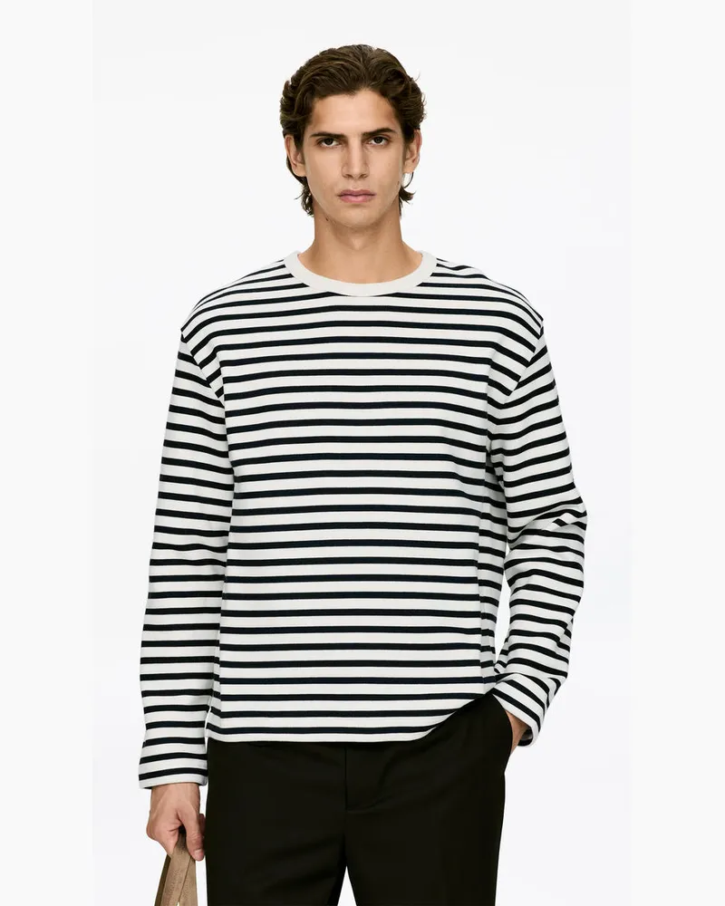 Arket Langarmpullover Aus Baumwollfleece -Weiß Weiß
