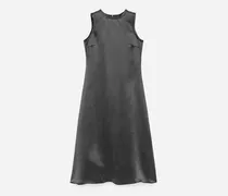 Midikleid Aus Satin Mit Crinkle-Effekt -Grau