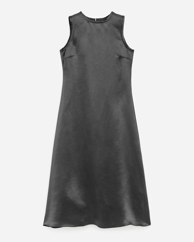 Arket Midikleid Aus Satin Mit Crinkle-Effekt -Grau Grau