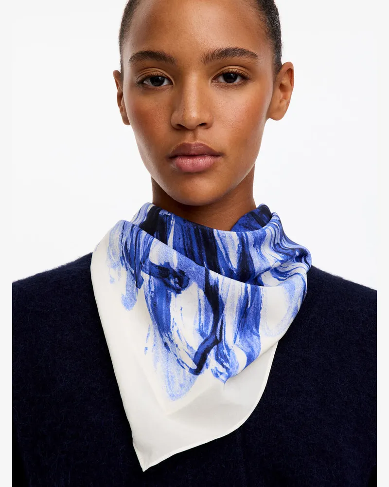 Arket Bedrucktes Seidentuch -Blau Blau