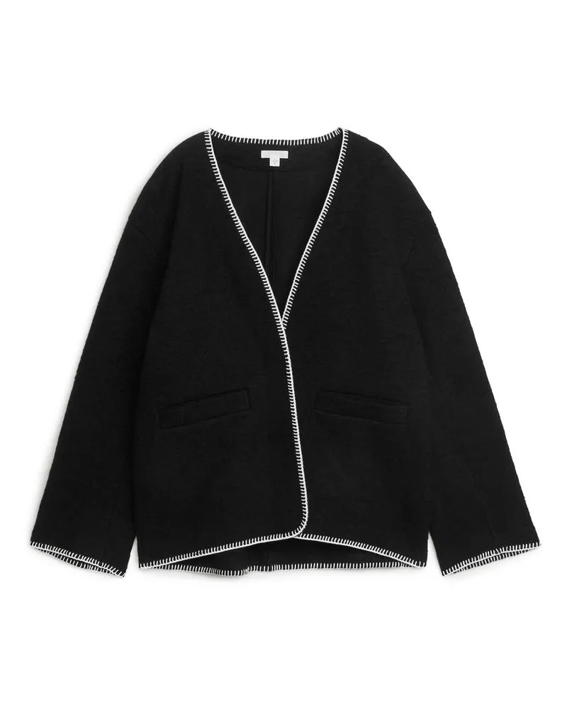 Arket Wolljacke Mit Festonstich - Schwarz|Mehrfarbig Schwarz