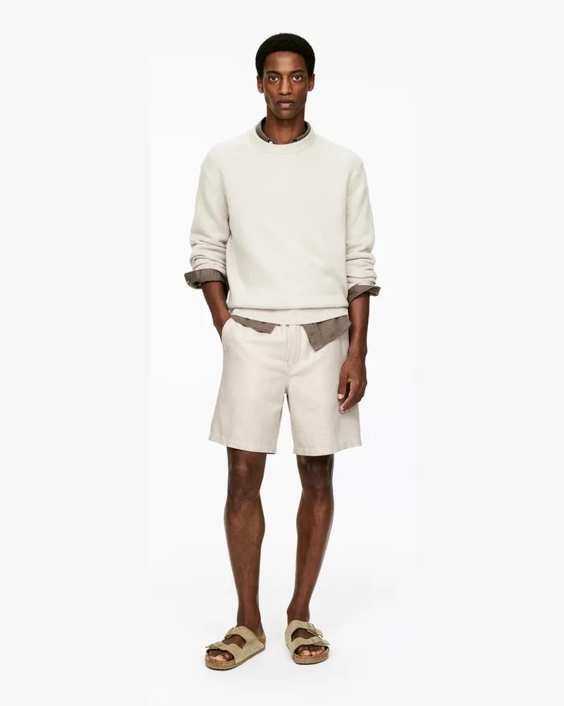 Arket Baumwoll-Leinen-Shorts Mit Schnürung -Beige Beige