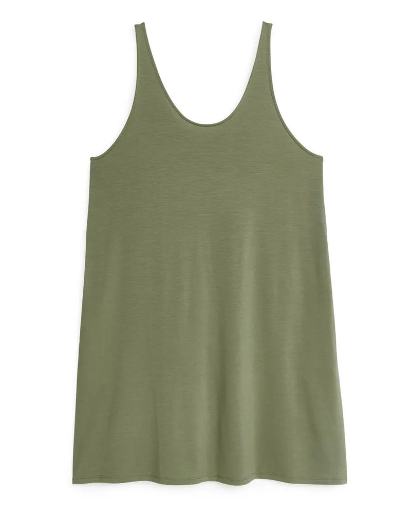 Arket Ärmelloses Jersey-Kleid - Grün Grün