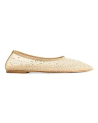 Arket Glitzernde Mesh-Ballerinas Beige