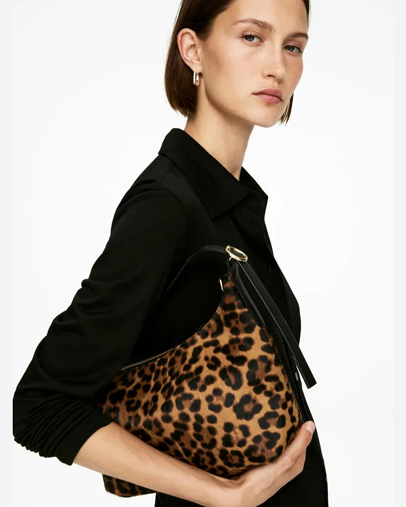 Arket Ledertasche Mit Kastiger Form -Schwarz Schwarz