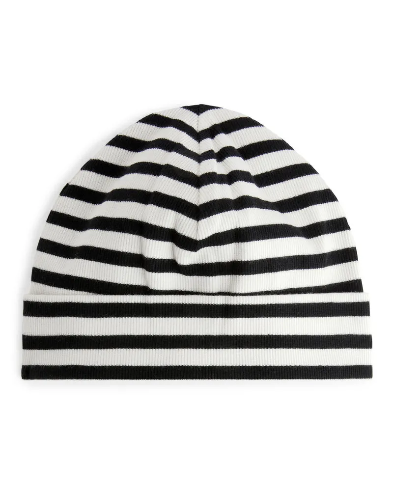 Arket Beanie Aus Baumwolle - Schwarz|Mehrfarbig|Weiß Weiß