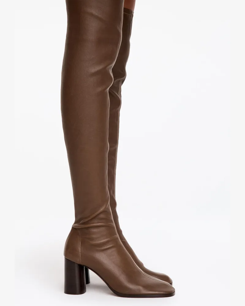 Arket Overknee-Stiefel Aus Stretchleder -Braun Braun
