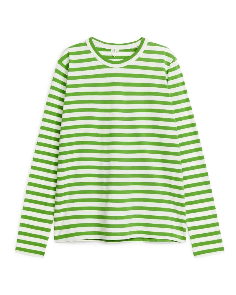 Arket Langarm-T-Shirt - Grün|Mehrfarbig|Weiß Grün