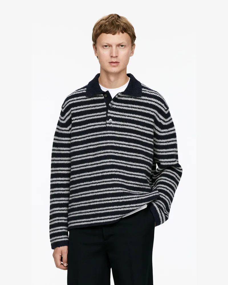 Arket Gestrickter Polopullover -Blau Blau