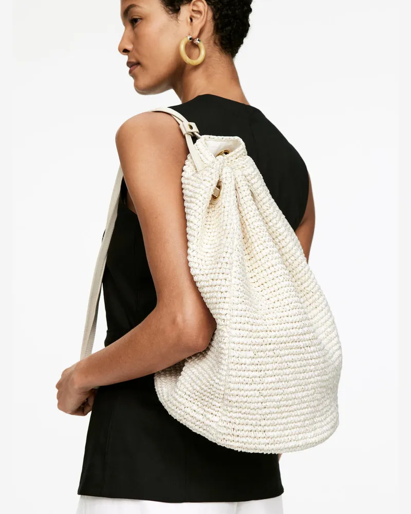 Arket Strohtasche -Weiß Weiß