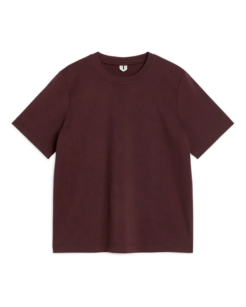 Arket Pearl Interlock-T-Shirt - Rot Weinrot