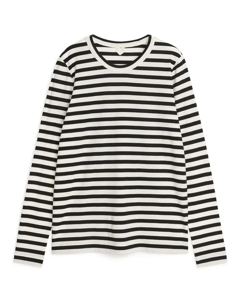 Arket Langarm-T-Shirt - Beige|Schwarz|Mehrfarbig|Weiß Schwarz