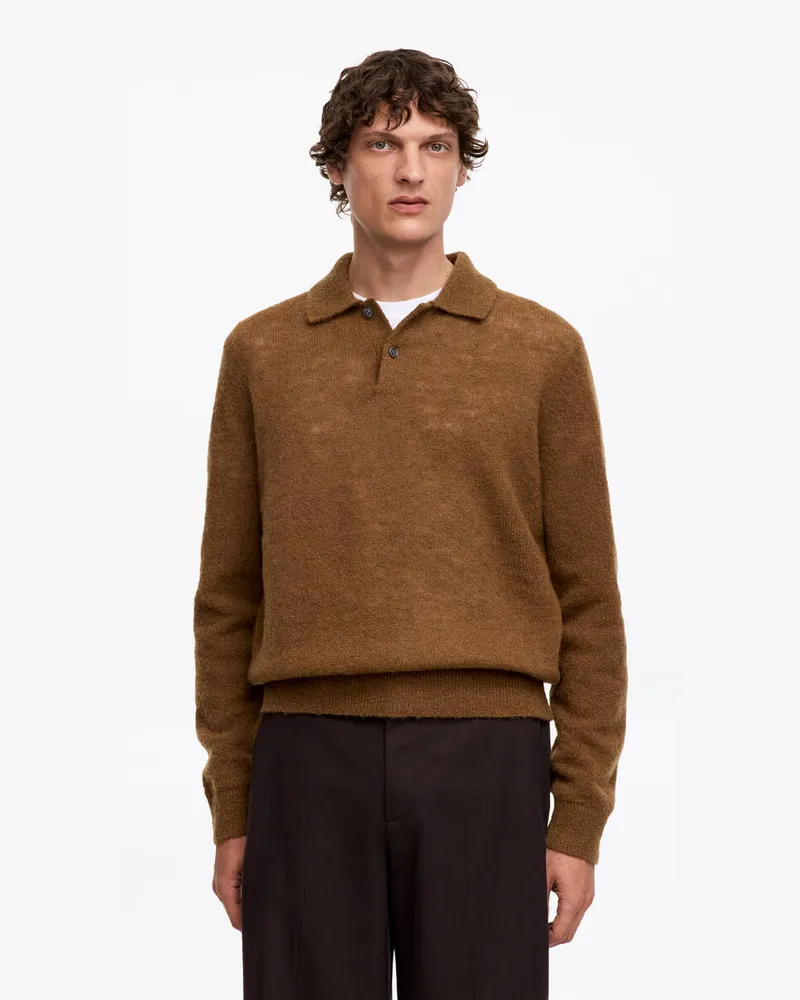 Arket Strick-Poloshirt Aus Wollmischung -Braun Braun