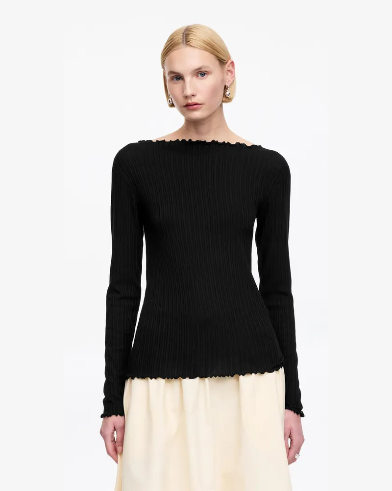 Arket Oberteil Mit U-Boot-Ausschnitt -Schwarz Schwarz