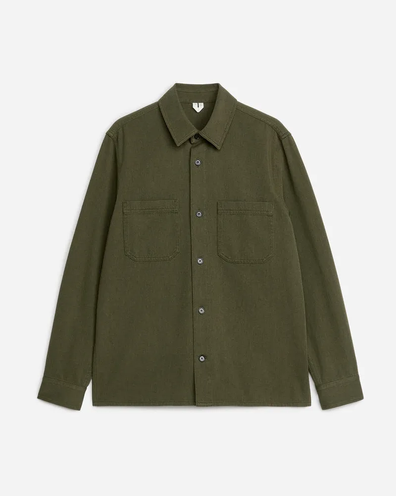 Arket Overshirt Aus Baumwoll-Twill - Grün Grün