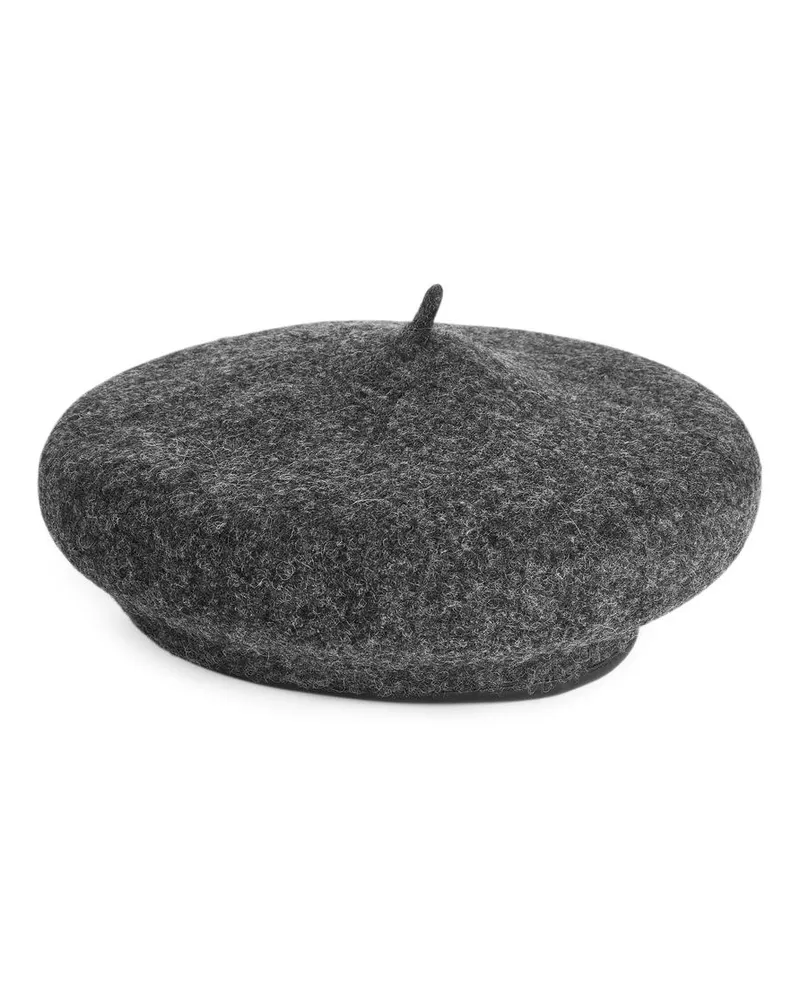 Arket Baskenmütze Aus Wolle -Schwarz Schwarz