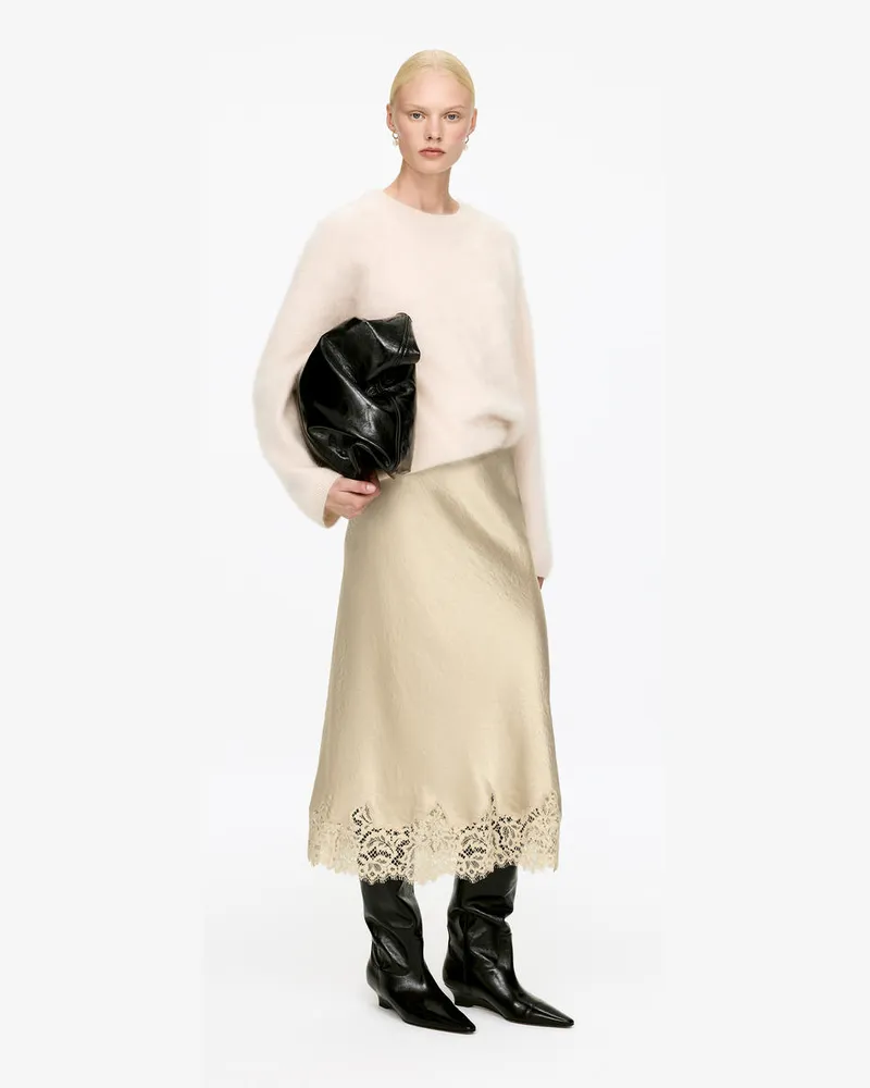 Arket Satinrock Mit Spitze -Beige Beige